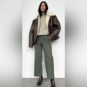 Oak + Fort Cropped Twill Wide Leg Pant